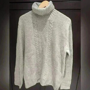 Strellson Mens Turtleneck Sweater Gray  Merino Wool Size XL great conditi…